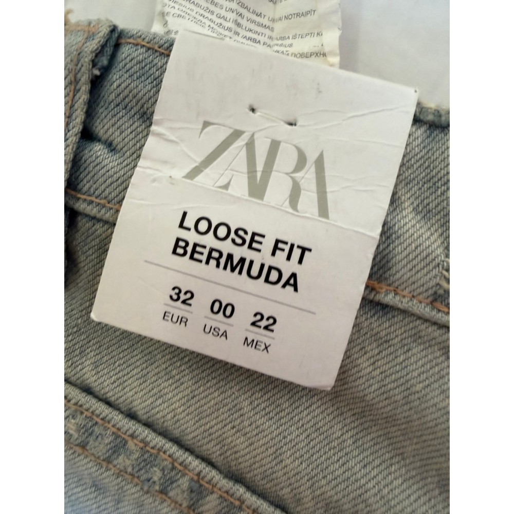 NWT Women's ZARA Light Blue Loose Fit Bermuda Shorts Size 00 - Picture 7 of 8